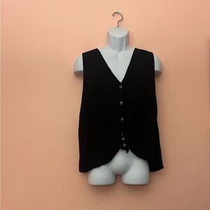 Black Button-Down Sleeveless Top